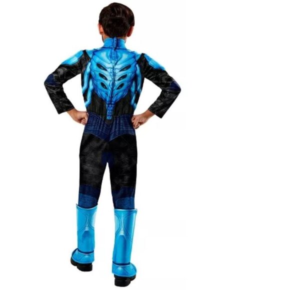 Blue Beetle Halloween Costume 7/8 Muscle Jumpsuit & Mask DC Comics Boys 2 Pc - Picture 2 of 5